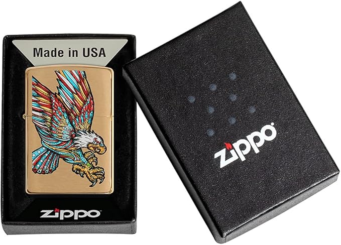 ZIPPO - TATTOO EAGLE DESIGN LIGHTER, BRUSHED BRASS - SINGLE