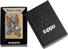ZIPPO - TATTOO EAGLE DESIGN LIGHTER, BRUSHED BRASS - SINGLE