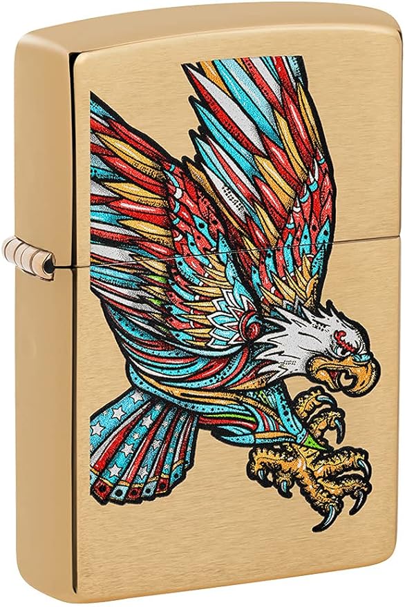 ZIPPO - TATTOO EAGLE DESIGN LIGHTER, BRUSHED BRASS - SINGLE