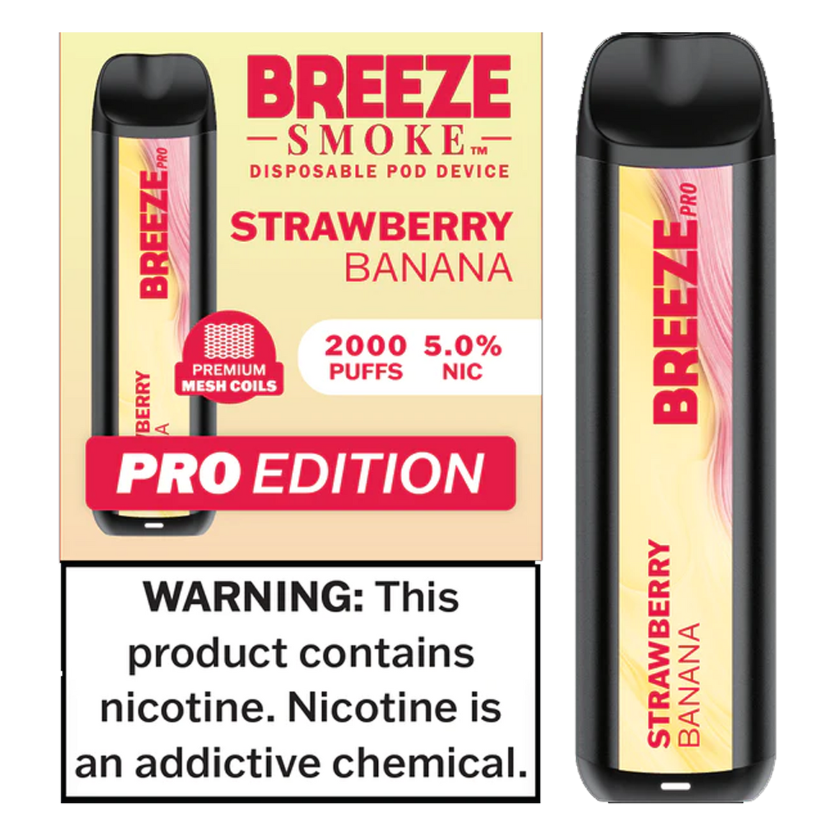 BREEZE PRO DISPOSABLE STRAWBERRY BANANA 2000 PUFF 10CT DISPLAY (LTO)