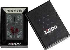 ZIPPO - HEART DAGGER TATTOO DESIGN BLACK CRACKLE - SINGLE