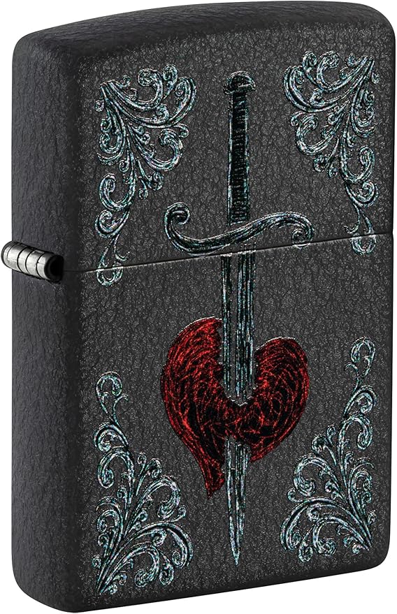 ZIPPO - HEART DAGGER TATTOO DESIGN BLACK CRACKLE - SINGLE