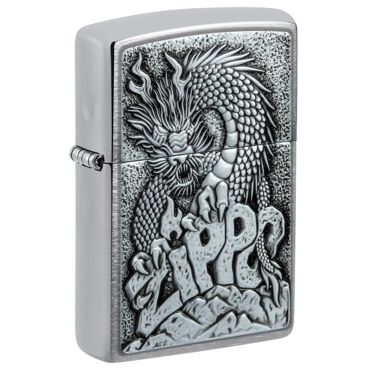 ZIPPO - 2024 ZIPPO DRAGON DESIGN EMBLEM, BRUSHED CHROME - SINGLE