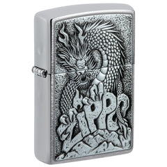 ZIPPO - 2024 ZIPPO DRAGON DESIGN EMBLEM, BRUSHED CHROME - SINGLE