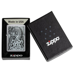ZIPPO - 2024 ZIPPO DRAGON DESIGN EMBLEM, BRUSHED CHROME - SINGLE