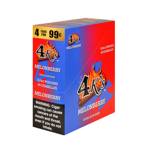 4 K'S BLACK DIAMOND CIGARILLOS 15 PACKS OF 4 MELON BERRY