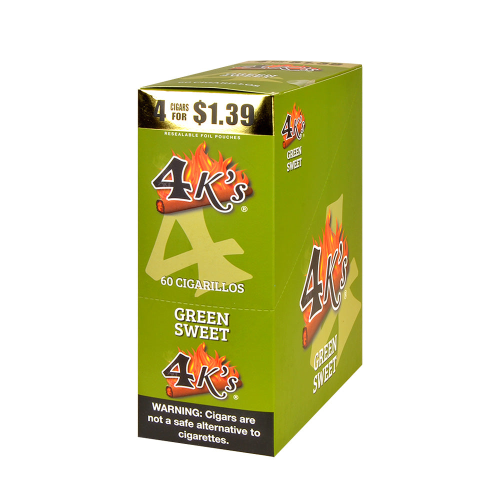 4 K'S BLACK DIAMOND CIGARILLOS 15 PACKS OF 4 GREEN SWEET