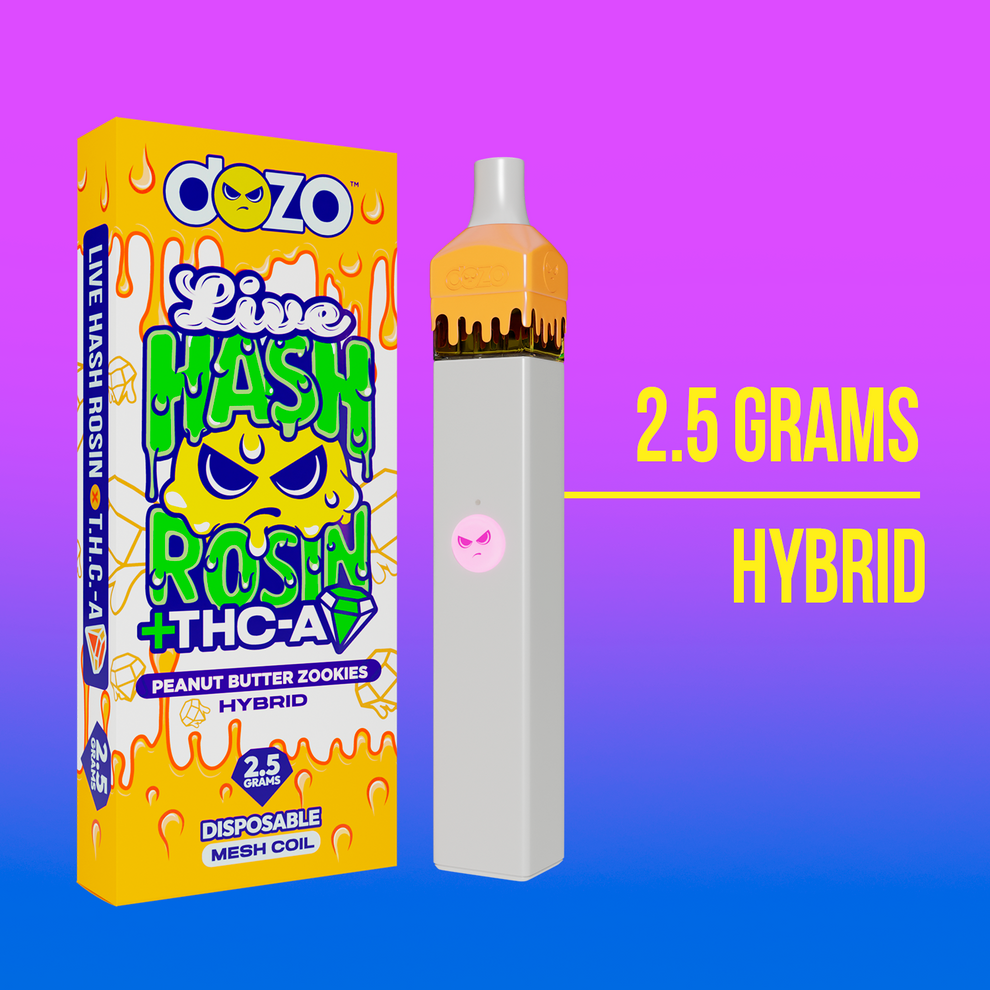 2.5G DOZO LIVE HASH ROSIN THC-A VAPE: PEANUT BUTTER ZOOKIES (HYBRID)
