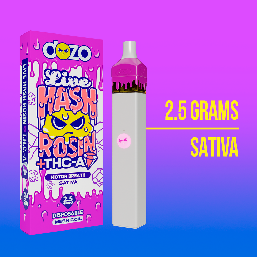 2.5G DOZO LIVE HASH ROSIN THC-A VAPE: MOTOR BREATH (SATIVA)