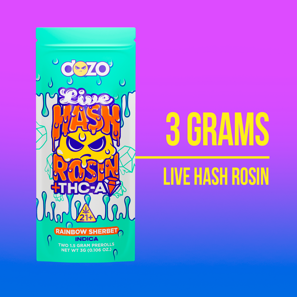 DOZO LIVE HASH ROSIN PREROLL | RAINBOW SHERBET (INDICA)