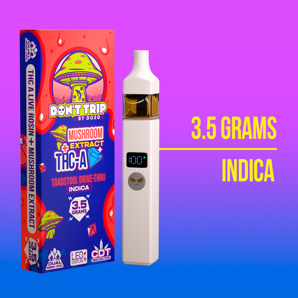 3.5G DOZO DON'T TRIP MUSHROOM VAPE: TOADSTOOL DRIVE-THRU (INDICA)