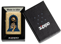 ZIPPO - TIGER TATTOO DESIGN TUMBLED BRASS - SINGLE
