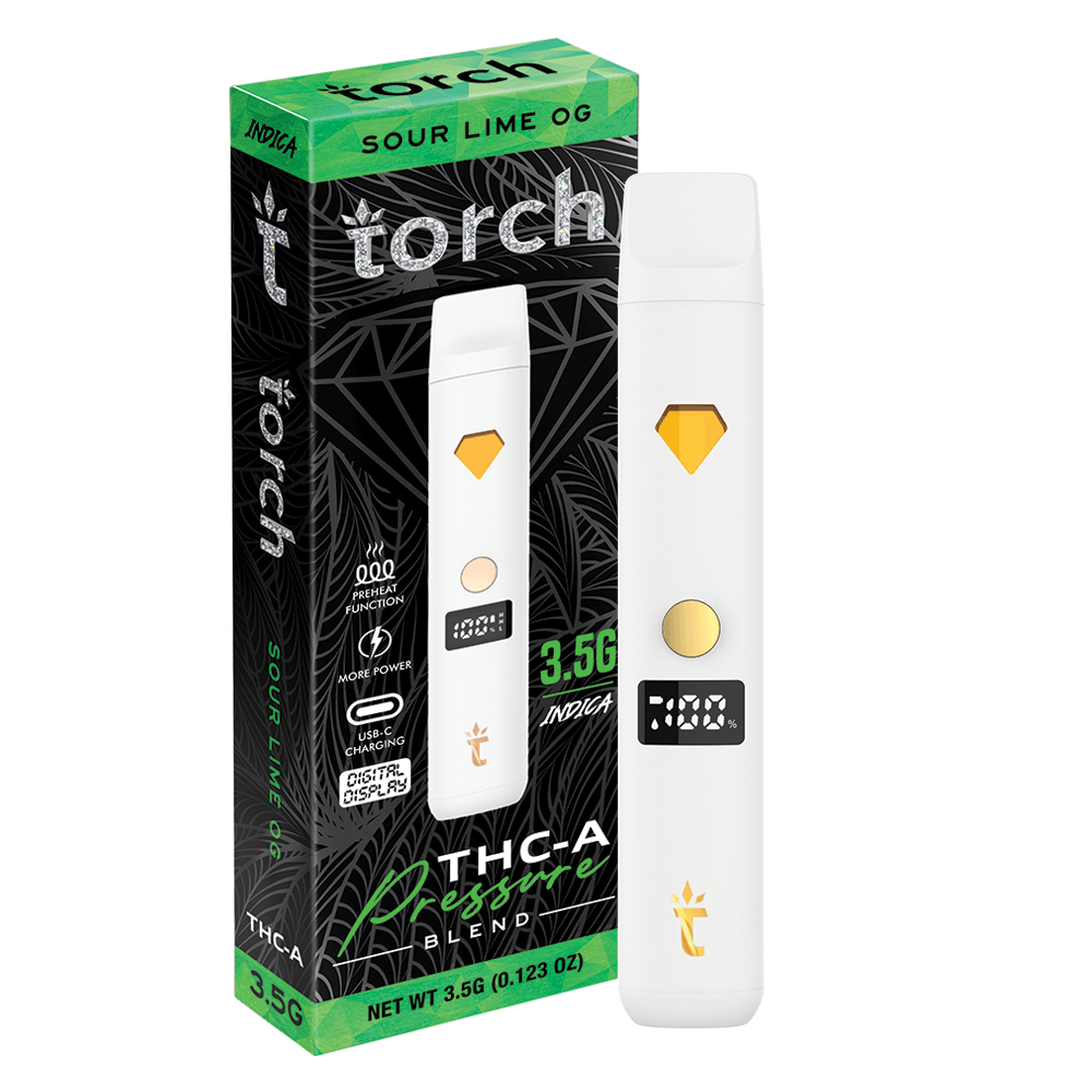 TORCH PRESSURE 3.5G THC-A DISPOSABLE VAPE – SOUR LIME OG