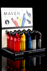 15 PC MAVEN ALPHA TRANSPARENT TORCH LIGHTER DISPLAY