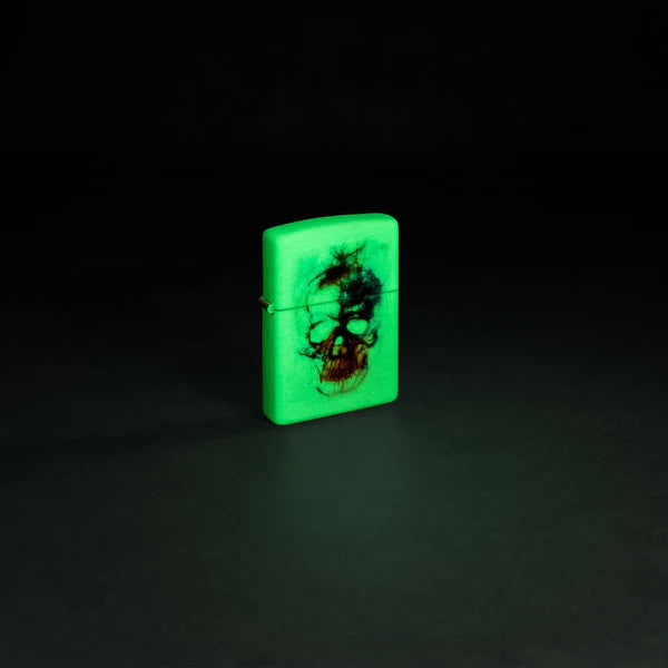 ZIPPO - SKULL PRINT DESIGN GLOW IN THE DARK MATTE - SINGLE