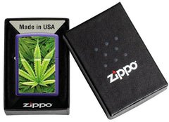 ZIPPO - CANNABIS DESIGN TEXTURE PRINT LEAF PURPLE MATTE - SINGLE