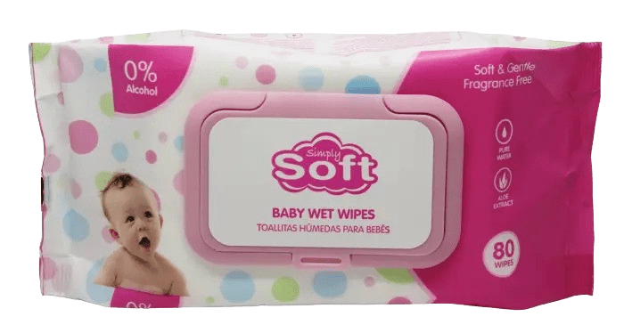 SIMPLY BABY WIPES 80CT PINK/LID