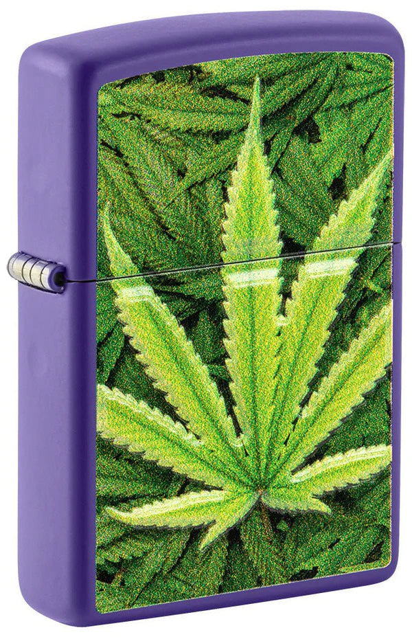 ZIPPO - CANNABIS DESIGN TEXTURE PRINT LEAF PURPLE MATTE - SINGLE