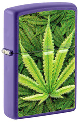 ZIPPO - CANNABIS DESIGN TEXTURE PRINT LEAF PURPLE MATTE - SINGLE