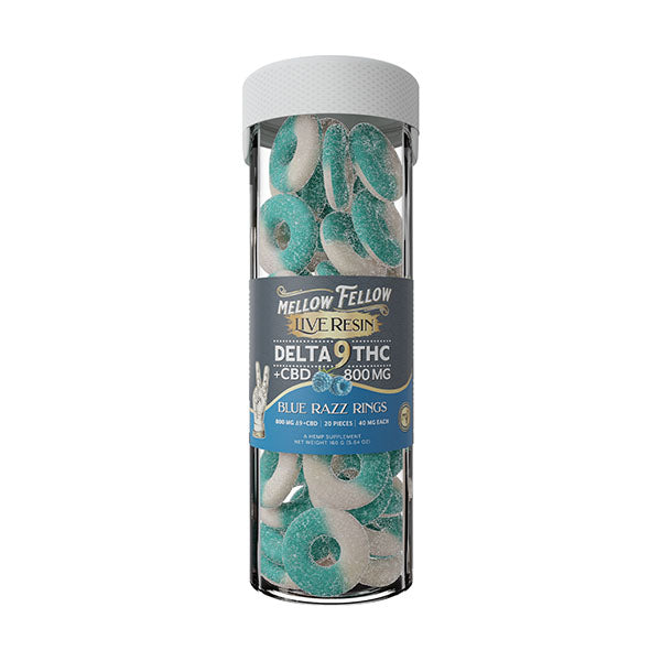 MELLOW FELLOW LIVE RESIN DELTA-9 GUMMIES | (20CT) 800MG |BLUE RAZZ