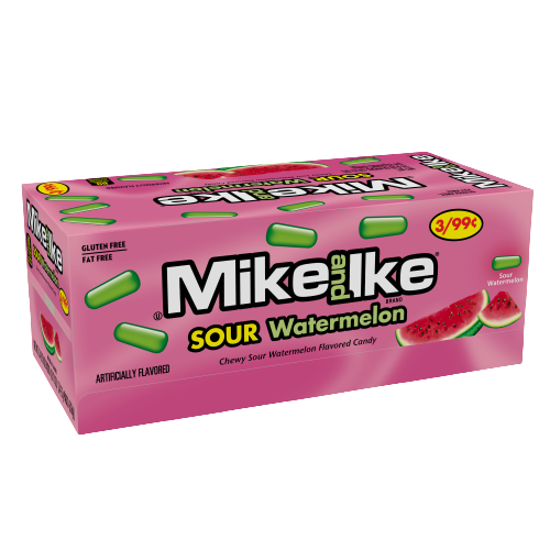 MIKE AND IKE SOUR WATERMELON CHEWY CANDIES 0.78 OZ. BOX 1 CT/24 PK