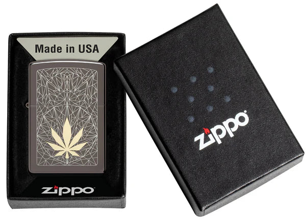 ZIPPO - ZIPPO CANNABIS DESIGN LASER TWO TONE BLACK ICE - SINGLE